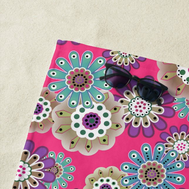 Colorful rustic floral pattern retro  strandtuch (Beispiel)