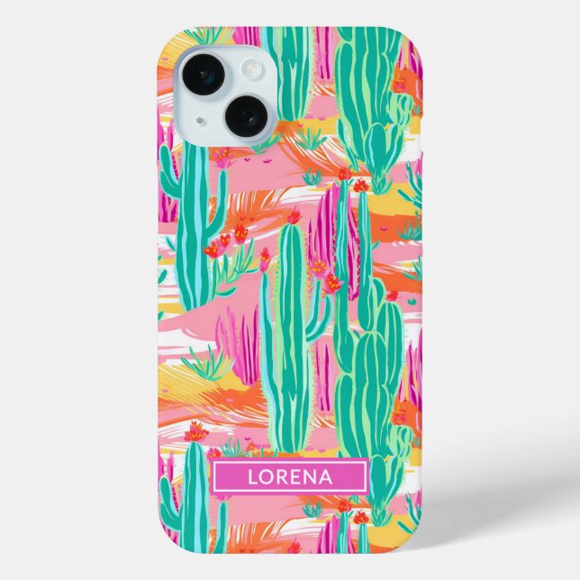 Colorful Saguaro Cacti Personalized Case-Mate iPhone Hülle (Rückseite)