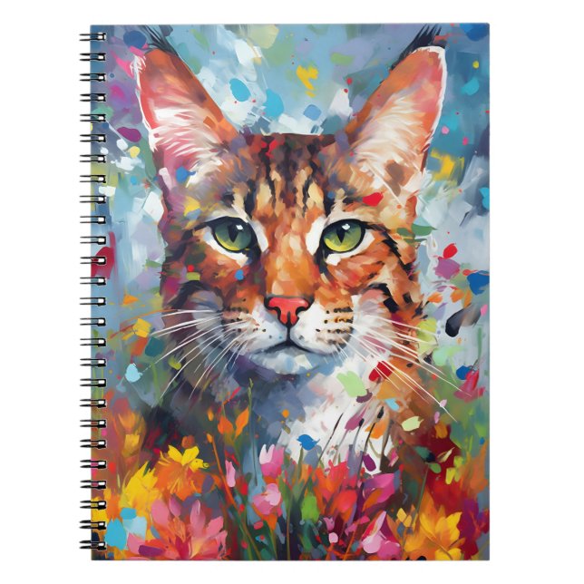 Colorful Savannah Cat Notizblock (Vorderseite)