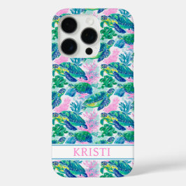Colorful Sea Turtles Monogrammed iPhone 16 Pro Hülle