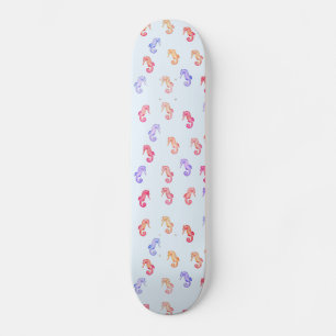 Colorful Seahorses Pattern Skateboard