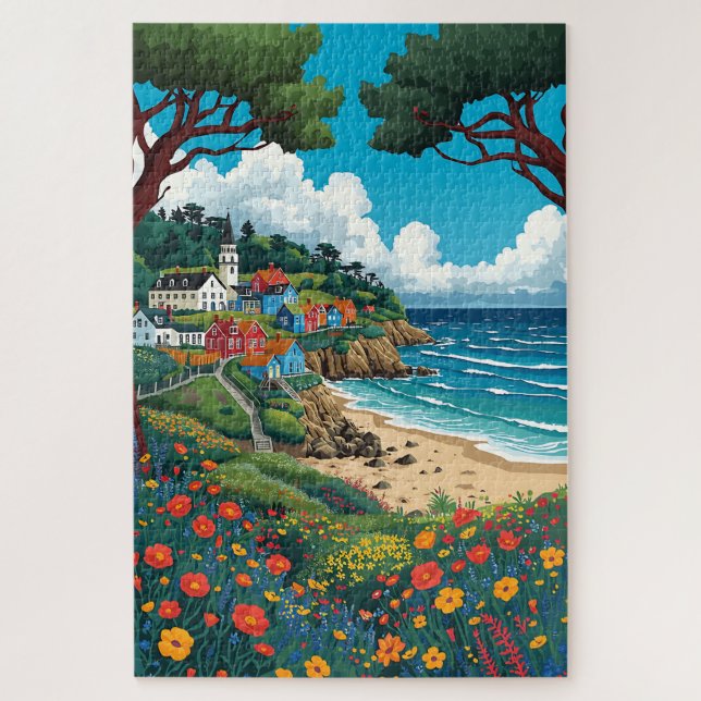 Colorful Seaside Village Jigsaw Puzzle (Vertikal)