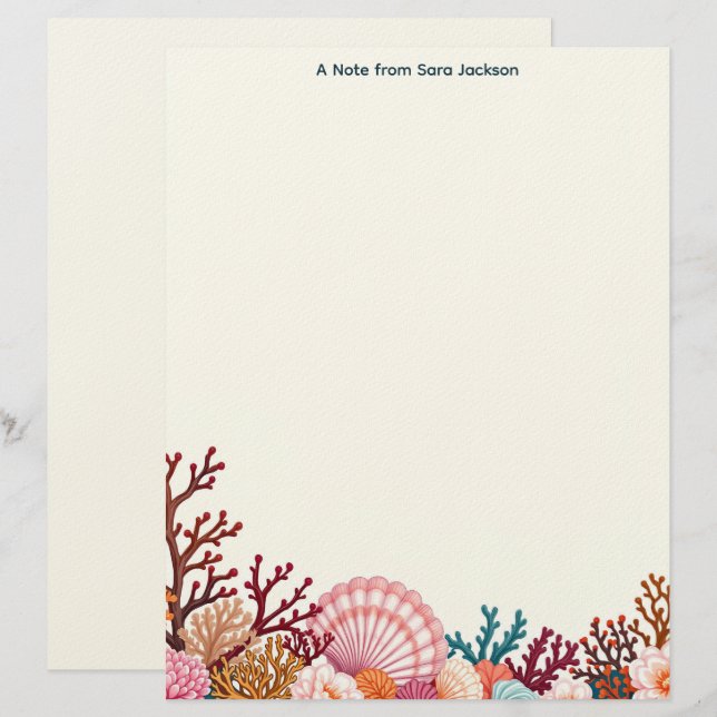 Colorful Shell Border Stationery Paper Briefbogen (Vorne/Hinten)