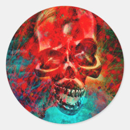 Colorful skull runder aufkleber