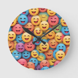 Colorful Smile Emoji Runde Wanduhr