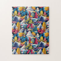Colorful Snow Skiers Collage