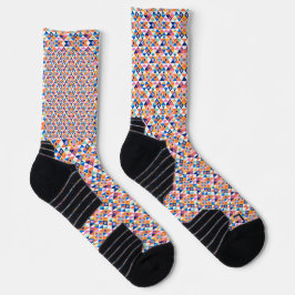 Colorful socks with geometric patterns in red socken