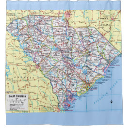 Colorful South Carolina Map Shower Curtain Duschvorhang