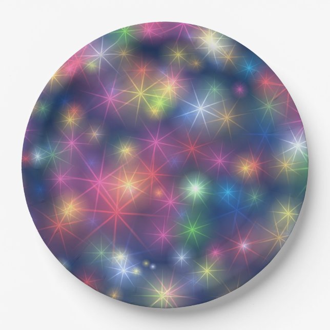 Colorful Sparkles Party Lights Pappteller (Vorderseite)