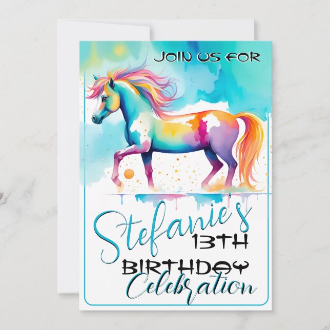 Colorful Spirit Pony 12 Anniversaire Invitation (Devant)