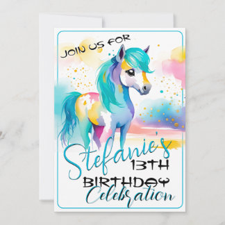 Colorful Spirit Pony 6 Geburtstag Einladung