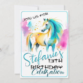 Colorful Spirit Pony 9 Geburtstag Einladung
