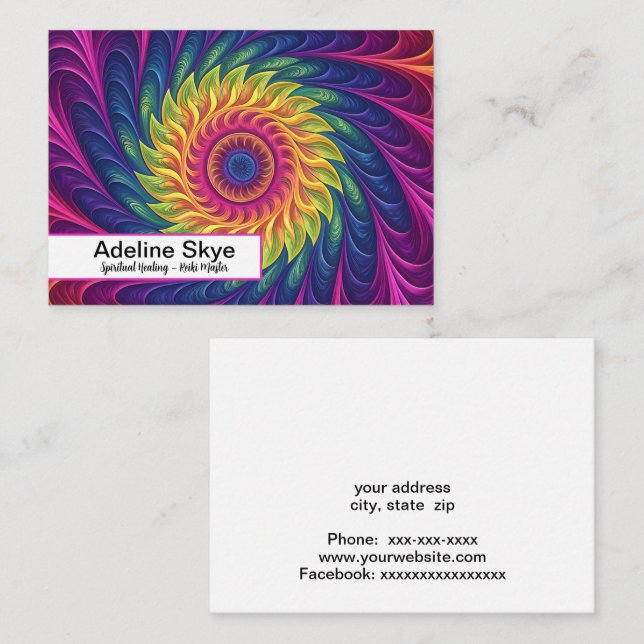 Colorful spiritual spiral graphic visitenkarte (Vorne/Hinten)