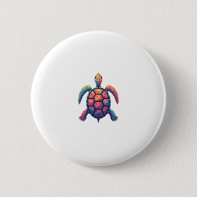 Colorful Splash Eastern Box Turtle (1) Button (Vorderseite)