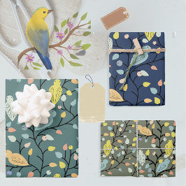 Colorful Spring Birds Wrapping Paper Geschenkpapier Set
