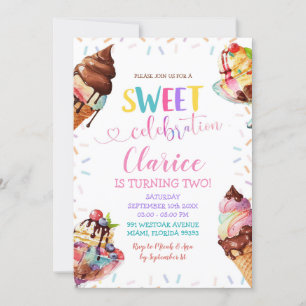 Colorful Sprinkle Ice cream Birthday Invitation