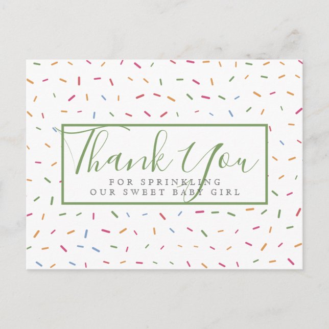 Colorful Sprinkles Baby Sprinkle Danke Postkarte (Vorderseite)