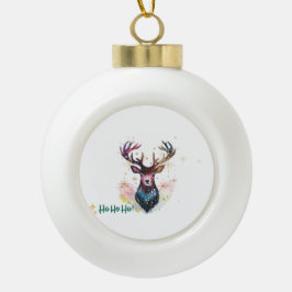 Colorful Stag - Ho Ho Ho Keramik Kugel-Ornament