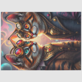 Colorful Steampunk Cat Seidenpapier