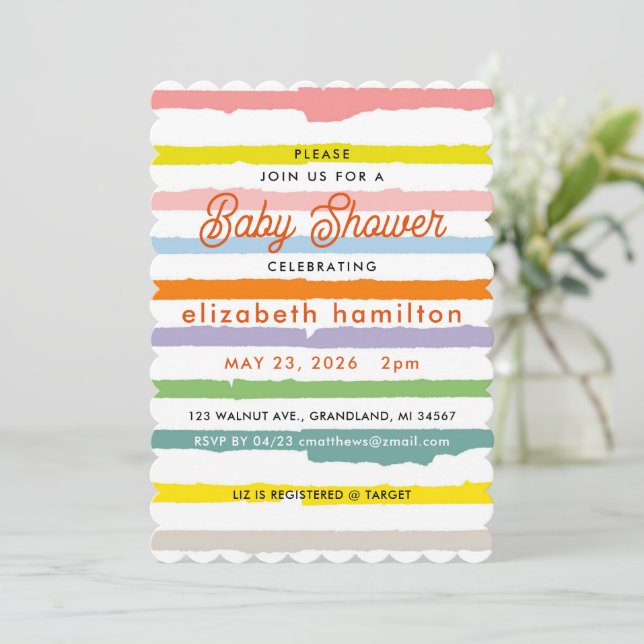 Colorful Stripes Baby Shower Invitation (Debout devant)