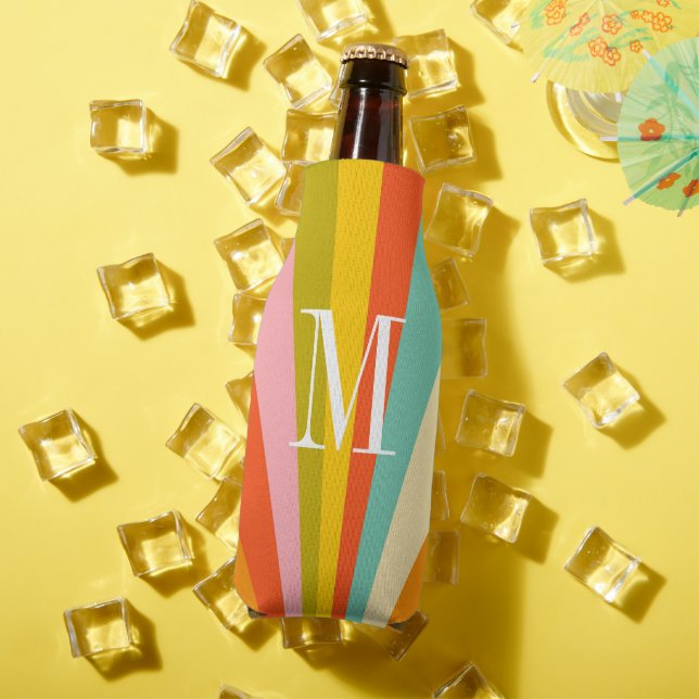 Colorful stripes retro monogram  flaschenkühler (In Situ Sommer)