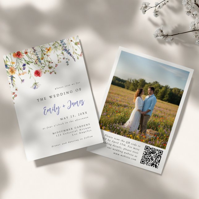 Colorful Summer Floral QR Code Photo Wedding Einladung (Von Creator hochgeladen)