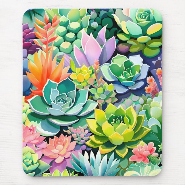 Colorful Summer Succulent Botanical Garden Mousepad (Vorne)