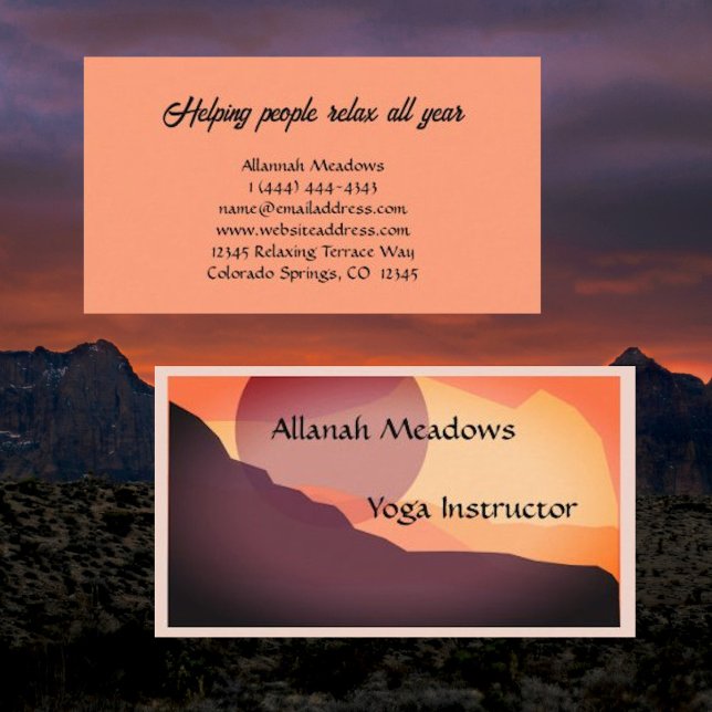 Colorful Sunrise Yoga Instructor Business Card Visitenkarte (Von Creator hochgeladen)