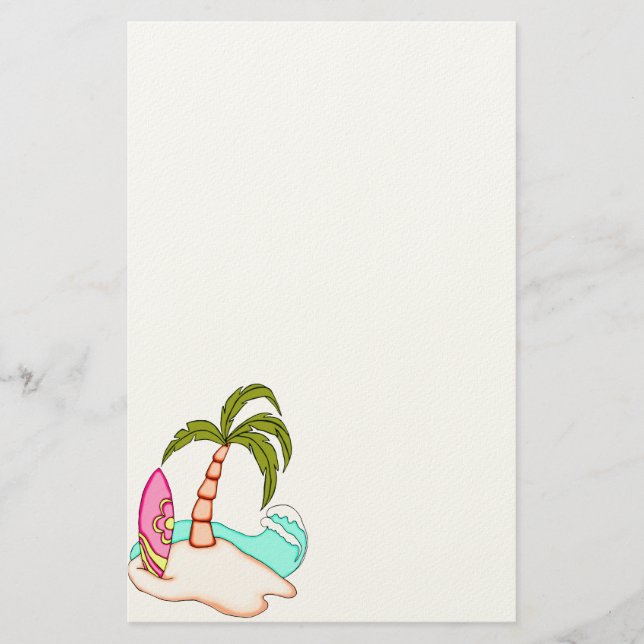 Colorful Surfboard Island 2 Stockwerk Briefpapier (Vorderseite)