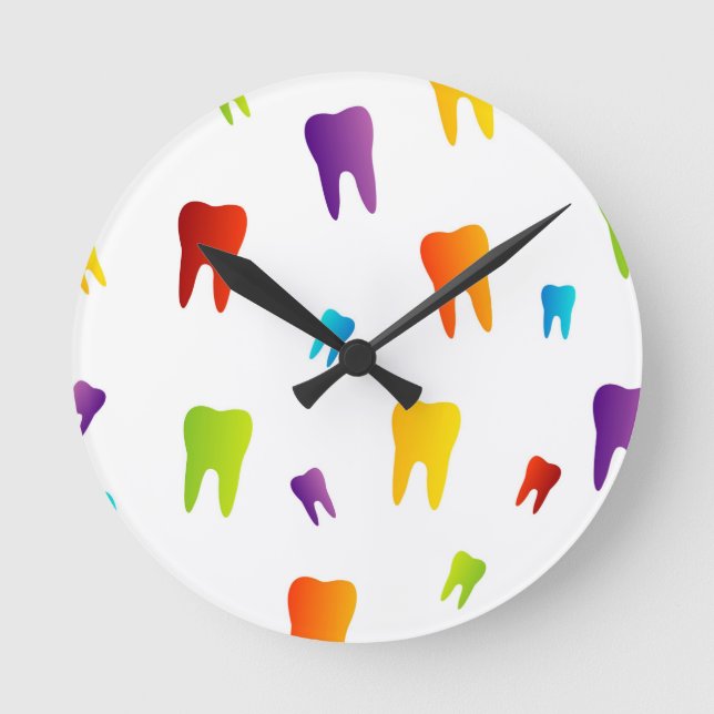 Colorful teeth runde wanduhr (Vorderseite)