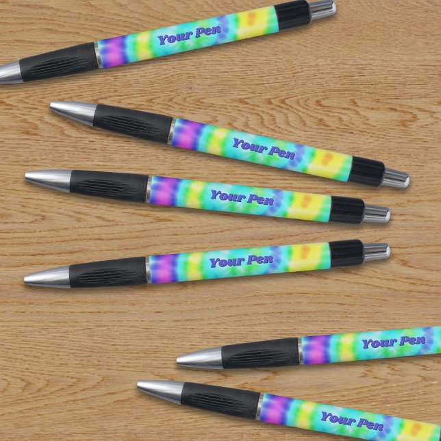 Colorful Tie Dye Cute Personalized Pen Kugelschreiber (A set of 6 tie dye pens with space for your name.)