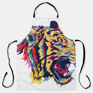 Colorful tiger head roaring illustration schürze