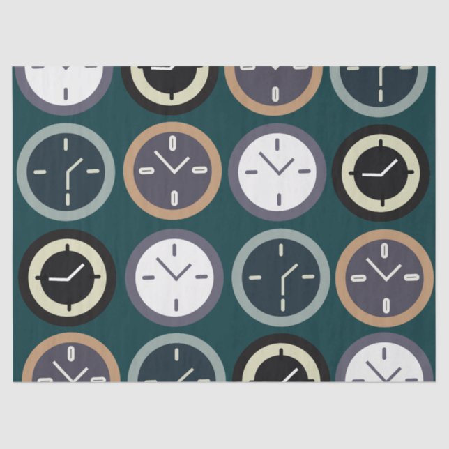 Colorful Time Clock Pattern Watchmaker Birthday Seidenpapier (Vorderseite)