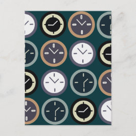 Colorful Time Clock Pattern Watchmaker  Postkarte