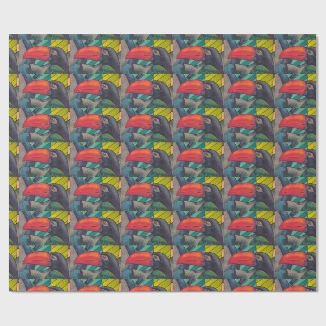 Colorful Toucan Graffiti Geschenkpapier (Flach)
