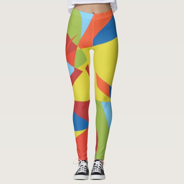 Colorful Toucan Vibes Abstract Leggings (Vorderseite)