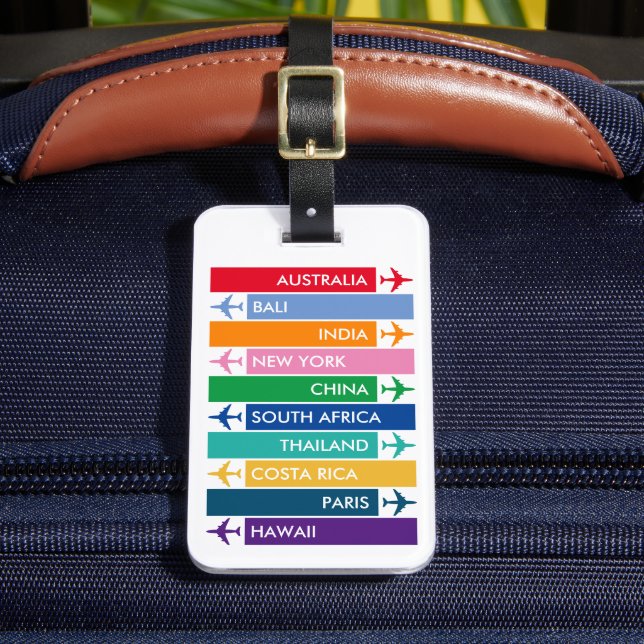 Colorful Travel Bucket Gepäckanhänger (Vorderseite Insitu 2)