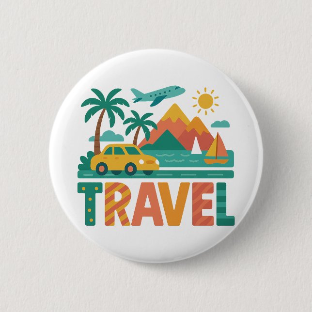 Colorful Travel Vacation Adventure Button (Vorderseite)