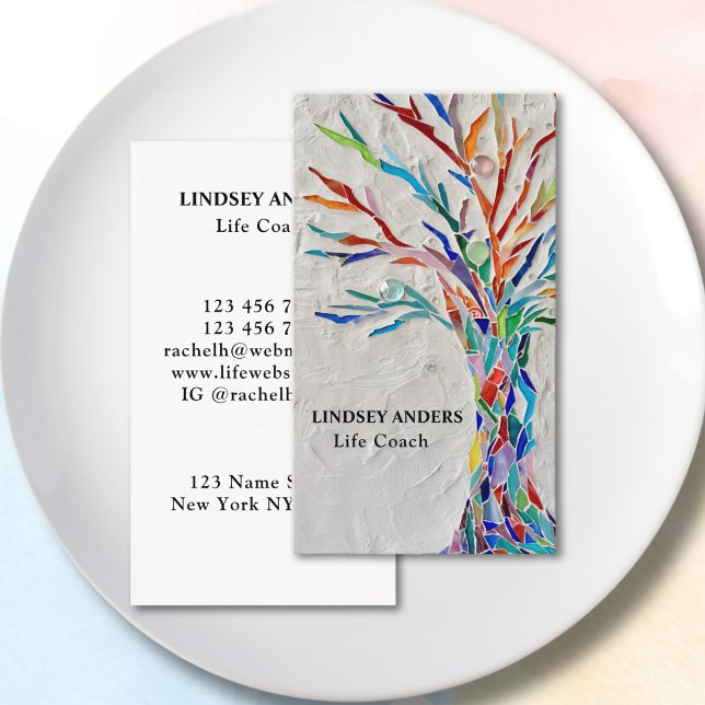 Colorful Tree Life Coach Business Card Visitenkarte (Von Creator hochgeladen)