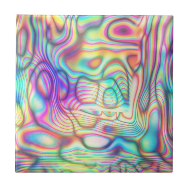 Colorful Trippy Holo Holographic Fliese (Vorderseite)