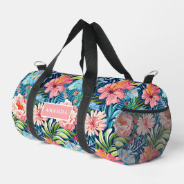 Colorful Tropical Floral Pattern Summer Flowers Duffle Bag
