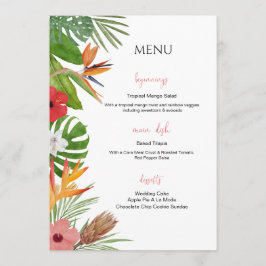 Colorful Tropical Floral Wedding Menu Menükarte