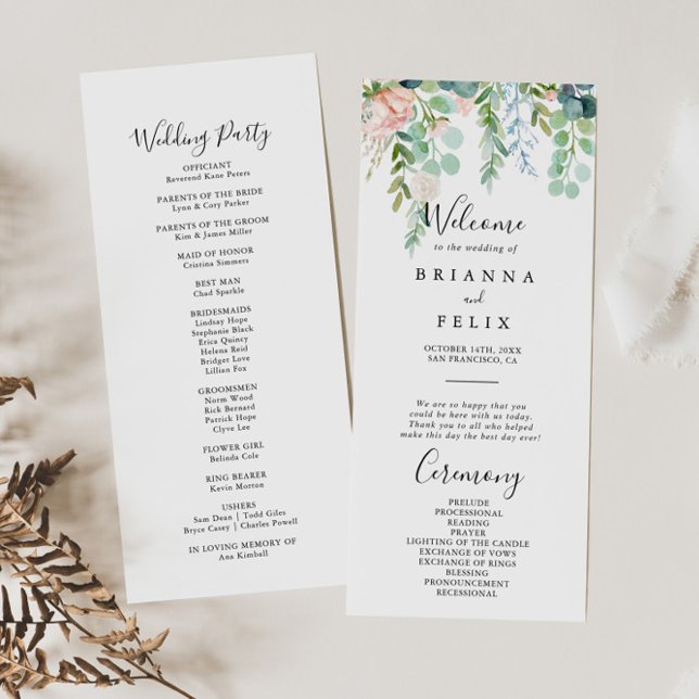 Colorful Tropical Floral Wedding Programme (Créateur téléchargé)