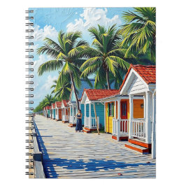 Colorful Tropical Vibrant Beach Huts Notizblock