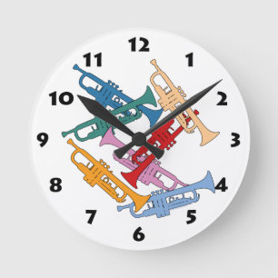 Colorful Trumpet Runde Wanduhr