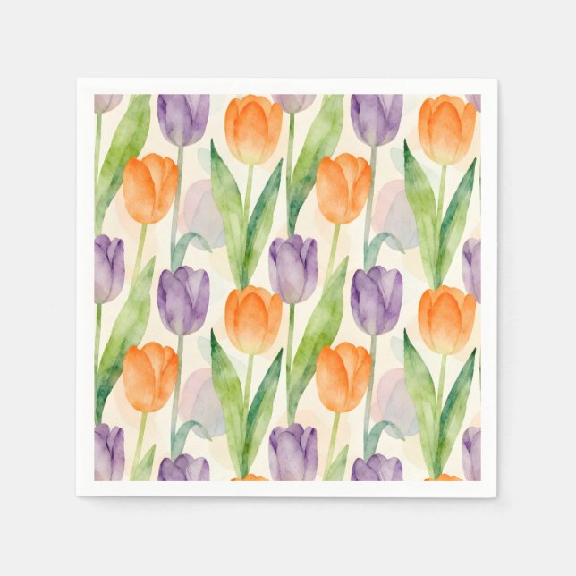 Colorful Tulip Pattern Serviette (Vorderseite)