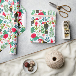 colorful tuscans tropical flowers pattern geschenkpapier