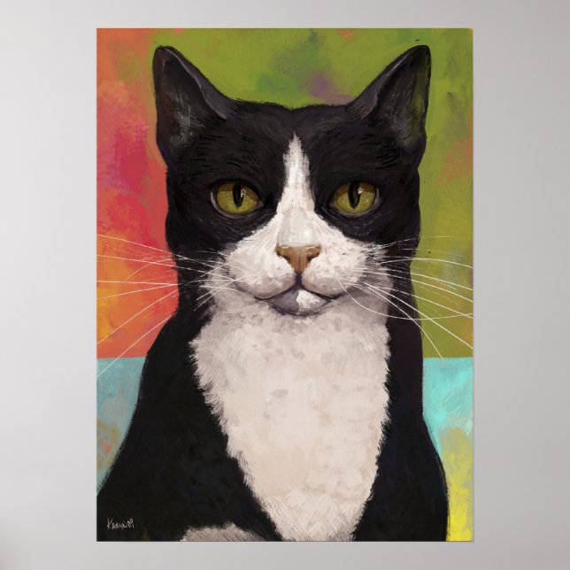 Colorful Tuxedo Cat Poster (Vorne)