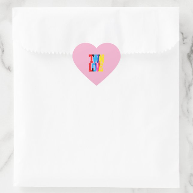 Colorful Twin Love  Herz-Aufkleber (Tasche)