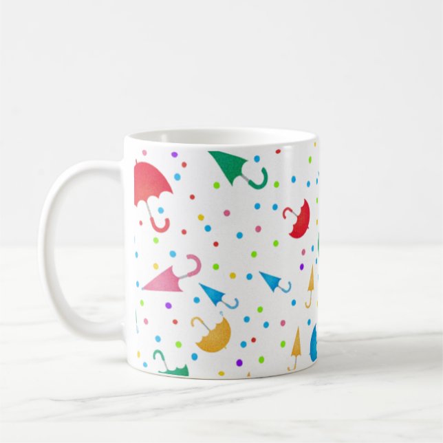 Colorful Umbrellas and Confetti Pattern Kaffeetasse (Links)